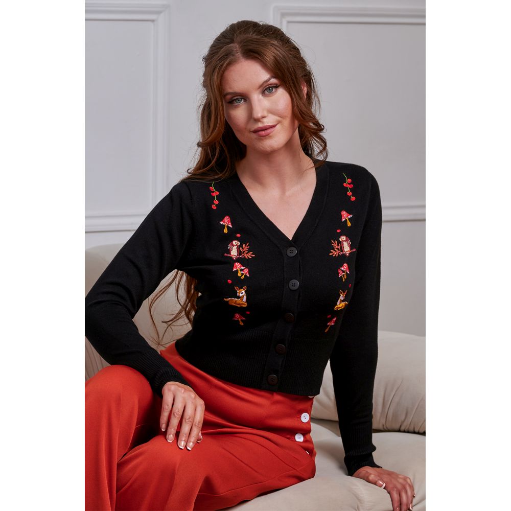 Banned - Nara Forest Friends Cardigan - Black